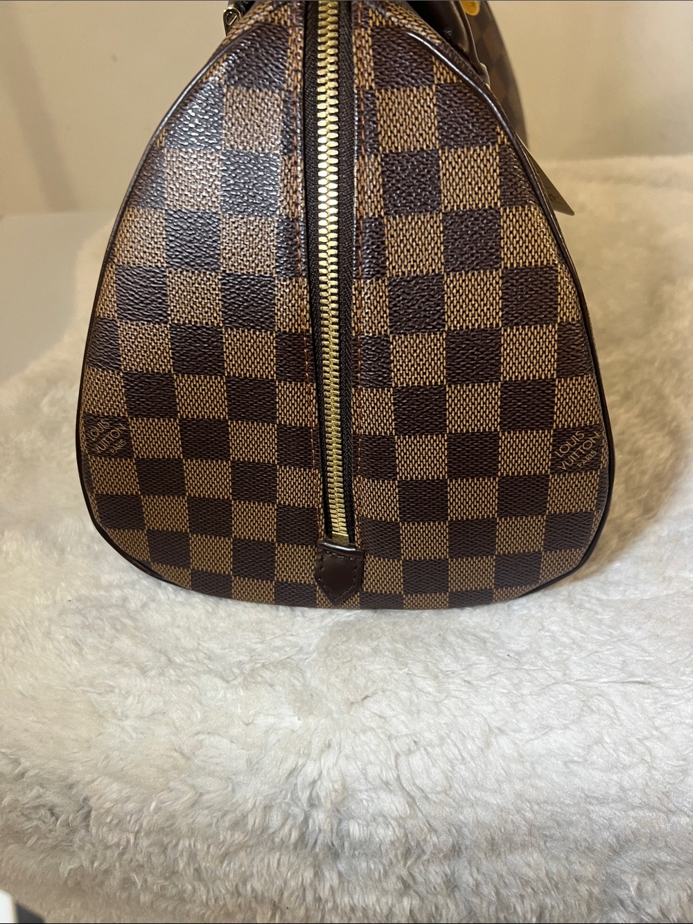 Louis Vuitton Brown Checkered Dome Satchel with Gold Hardware - Picture 3 of 7